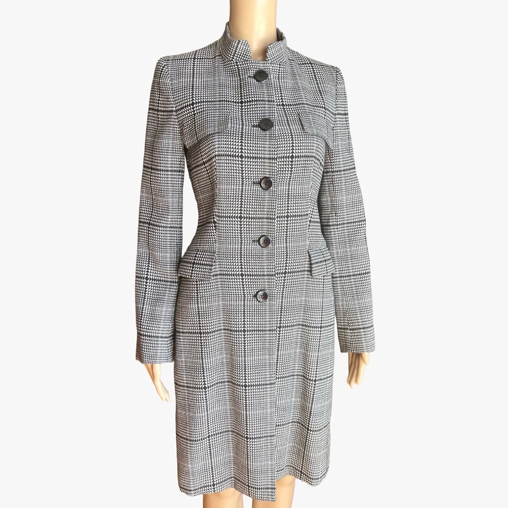 ZARA Made in Spain Wool-Blend Houndstooth Coat | Tailored Fit | Size S - Picture 2 of 10